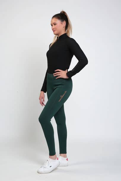 spark horse riding tights forest green front left performa ride