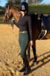 spark horse riding tights forest green left front horse performa ride