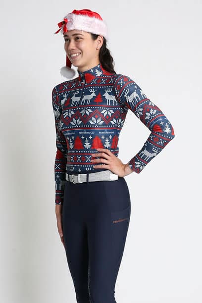 navy ugly christmas riding shirt performa ride
